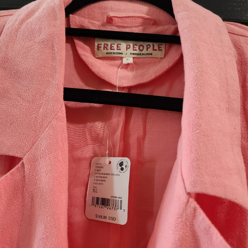 NWT Free People Olivia Blazer in Strawberry Colada Pink - Size XL